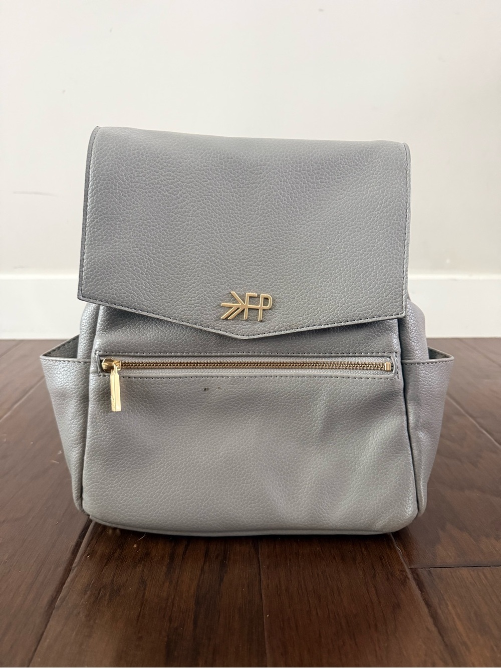 Freshly Picked Gray Pebbled Leather Diaper Backpack
